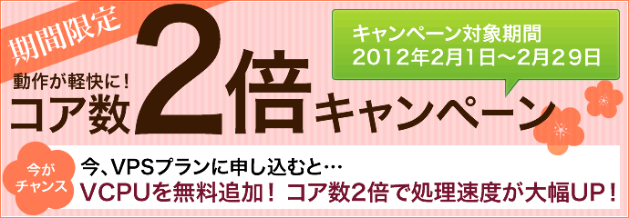 VPSコア数二倍キャンペーン