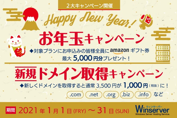 お年玉＆ドメインキャンペーンバナー（2021年1月）