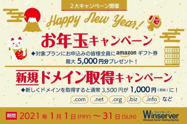 お年玉＆ドメインキャンペーンバナー（2021年1月）