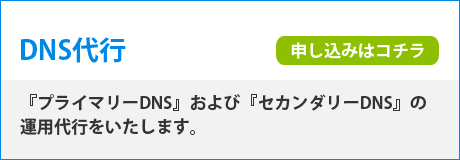 DNS代行｜『プライマリーDNS』および『セカンダリーDNS』の運用代行をいたします。