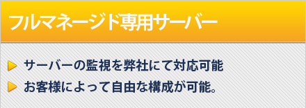 フルマネージド専用サーバー｜・サーバーの監視を弊社にて対応可能 ・お客様によって自由な構成が可能。｜月額費用 49,680円~